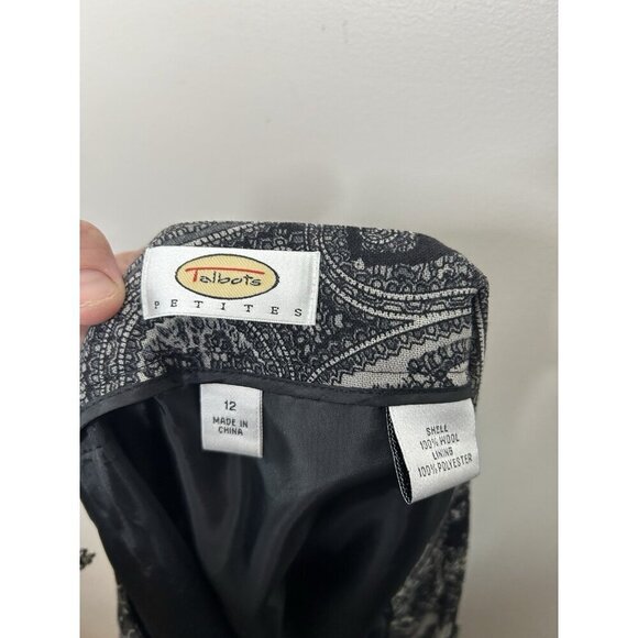 Talbots Midi Skirt Black Women Petite Classic Career Office Wool Size 12P - Picture 8 of 9